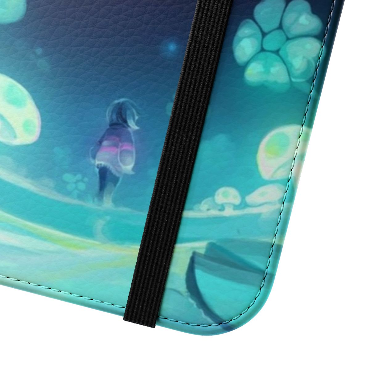 Waterfall-themed flip cover phone case with nature landscape design - Close Up