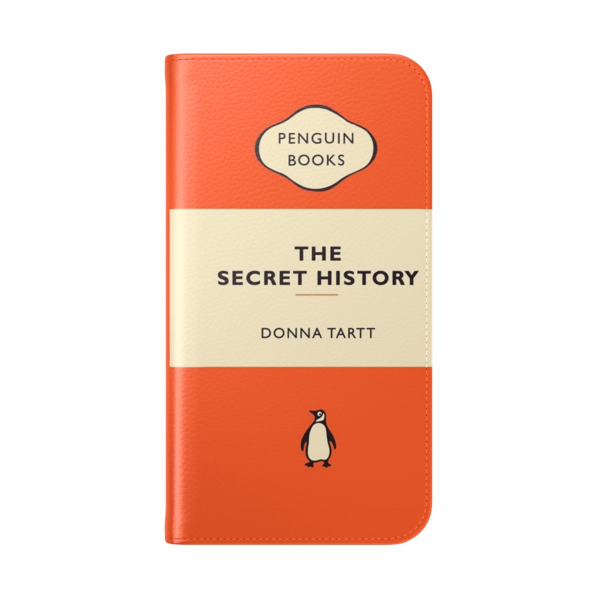 Stylish phone case featuring a classic book cover design inspired by Donna Tartt's novel 'The Secret History' - Folded Back