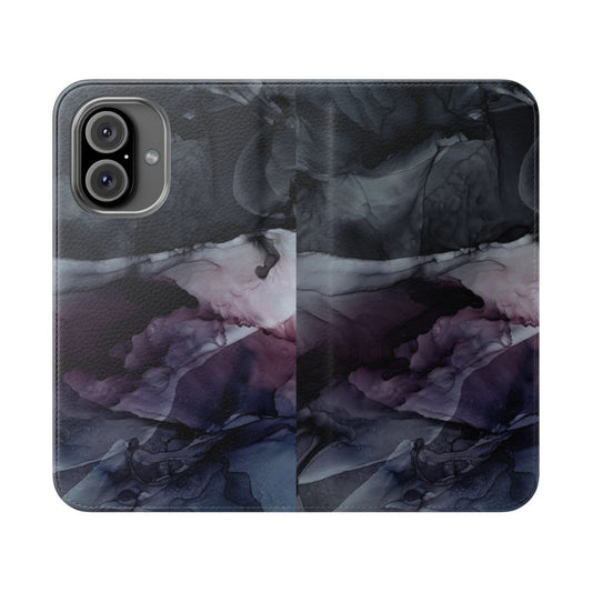 Abstract fluid art phone case with modern ink wash design