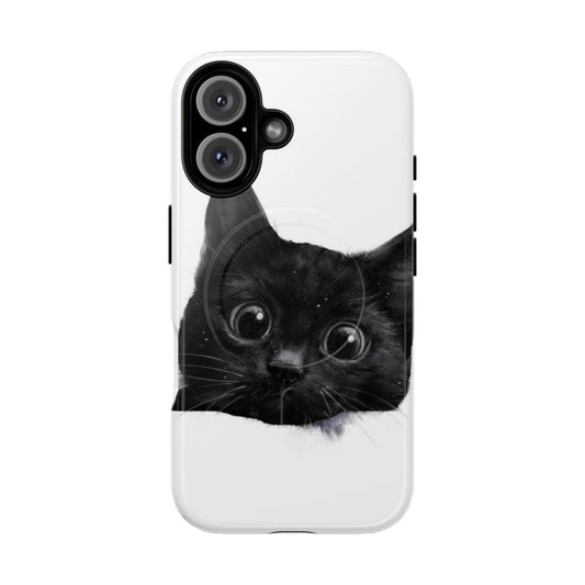 Watercolor cat illustration on a sleek phone case