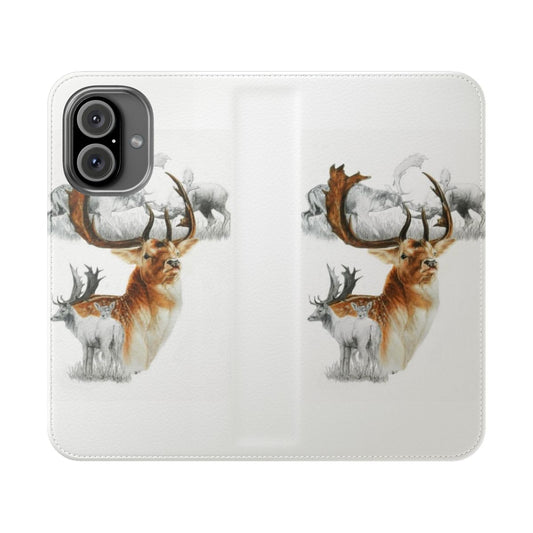 Fallow deer collage design on a flip cover phone case