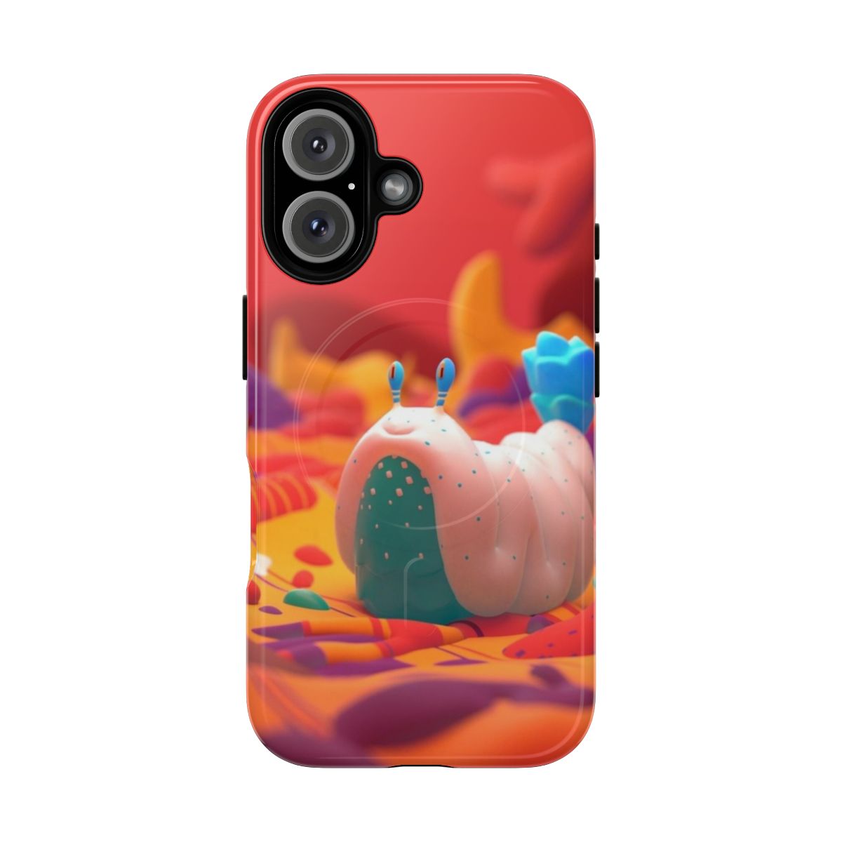 Vibrant and artistic underwater-themed phone case with 3D design featuring marine life like nudibranch and coral