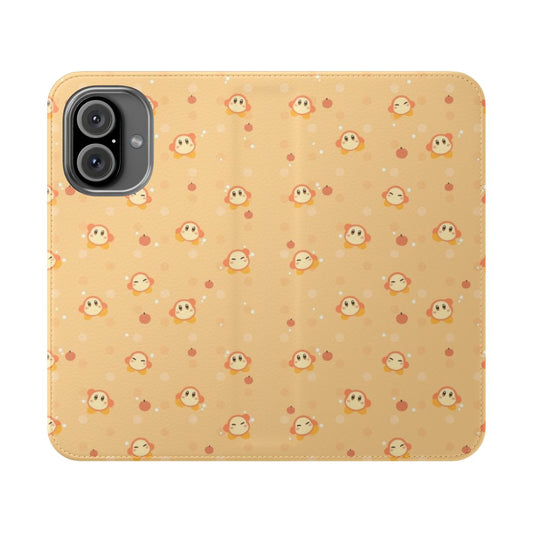 Pastel polka dot phone case with a Waddledee design, inspired by the Kirby video game series