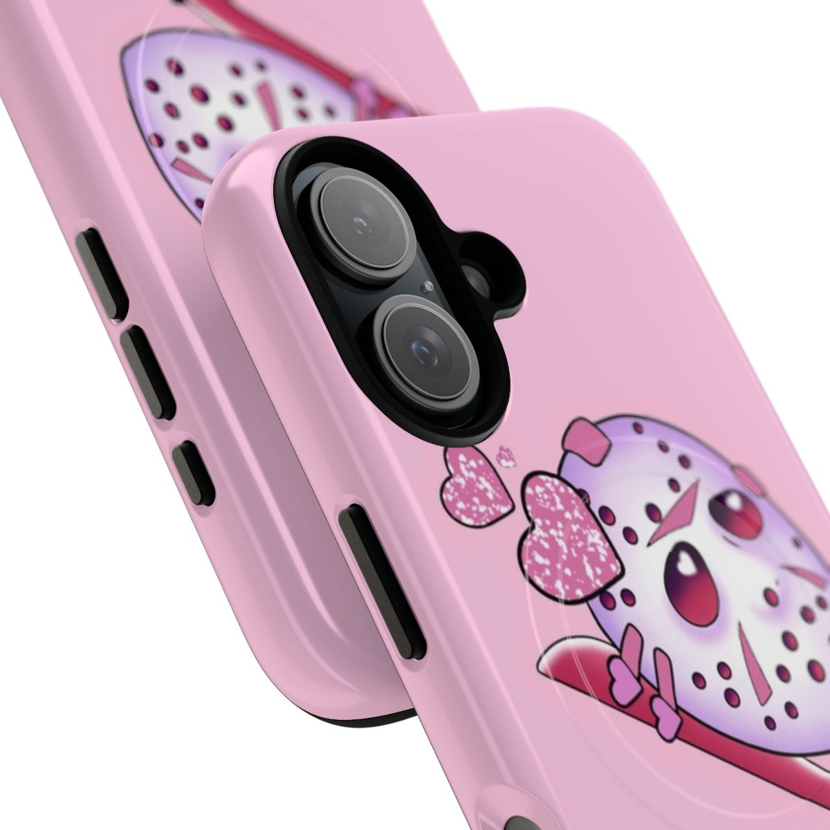 Cutie Jason Magnetic Tough Phone Case with Pink Hearts and Glitter - Detail