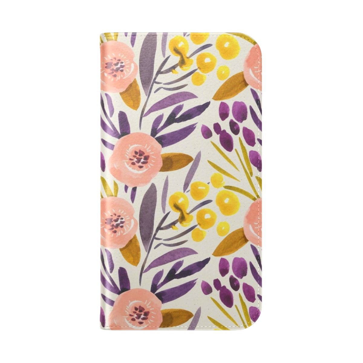 Floral watercolor phone case with delicate botanical design - Folded Back