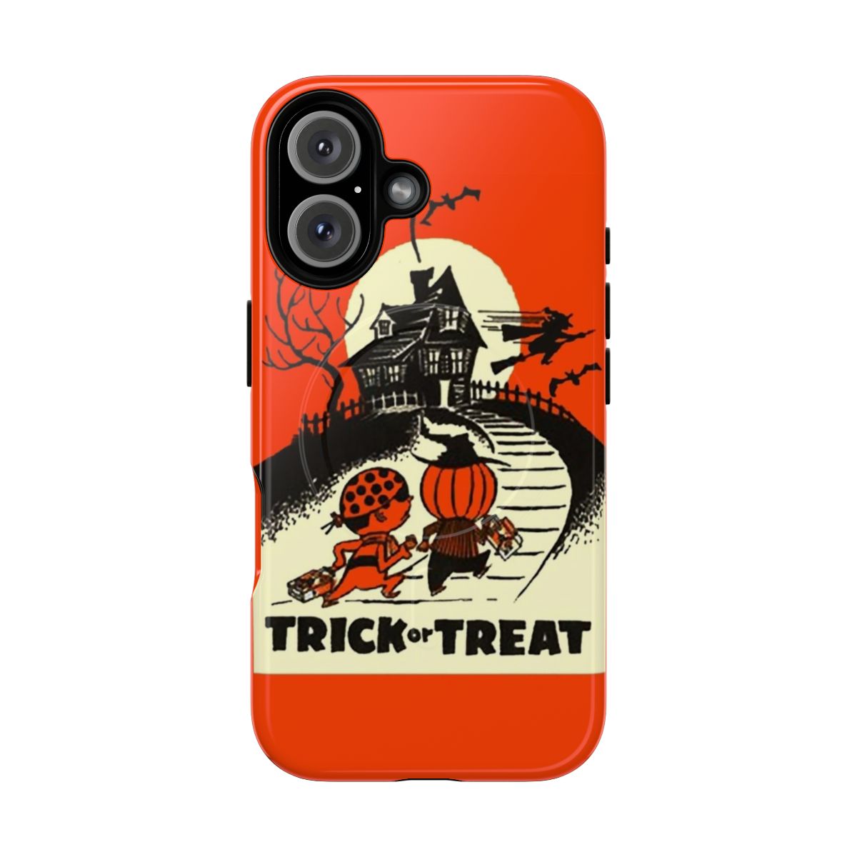 Retro-style Halloween candy bags phone case with magnetic closure