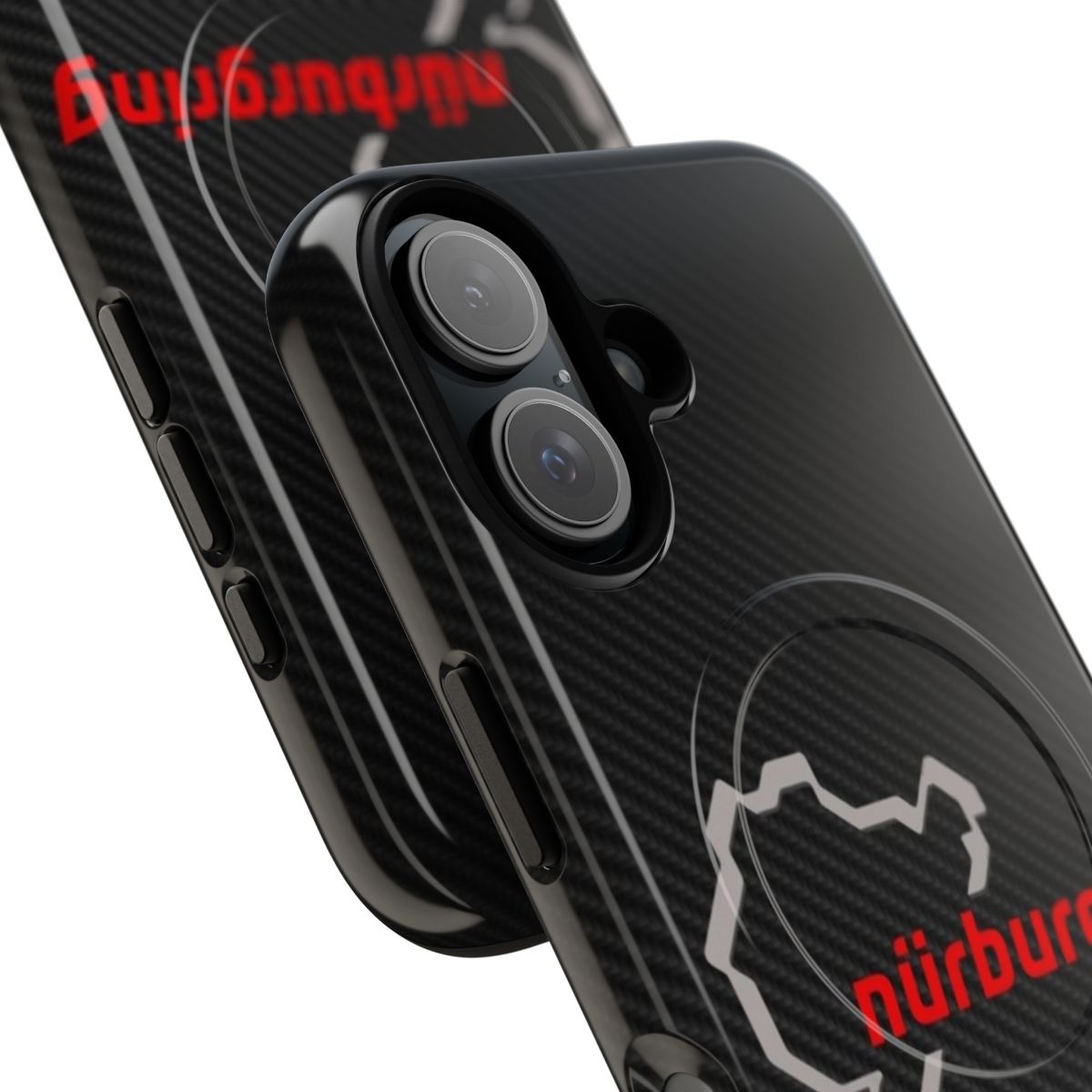 Nürburgring Nordschleife-inspired carbon magnetic tough phone case - Detail