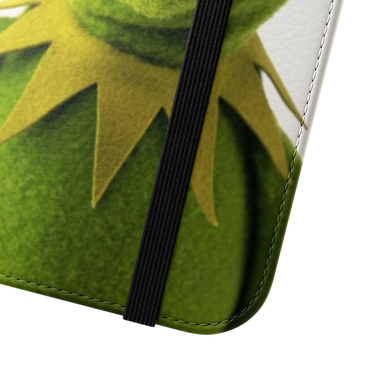 Green Kermit the Frog inspired flip phone case - Close Up