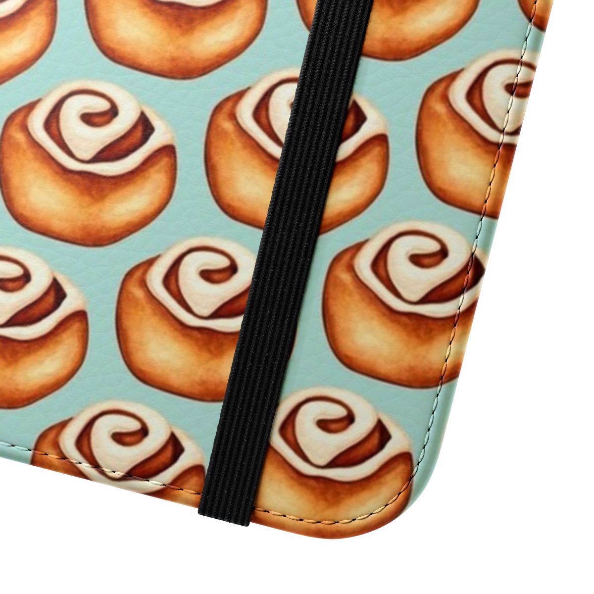 Cinnamon roll inspired blue flip cover phone case - Close Up