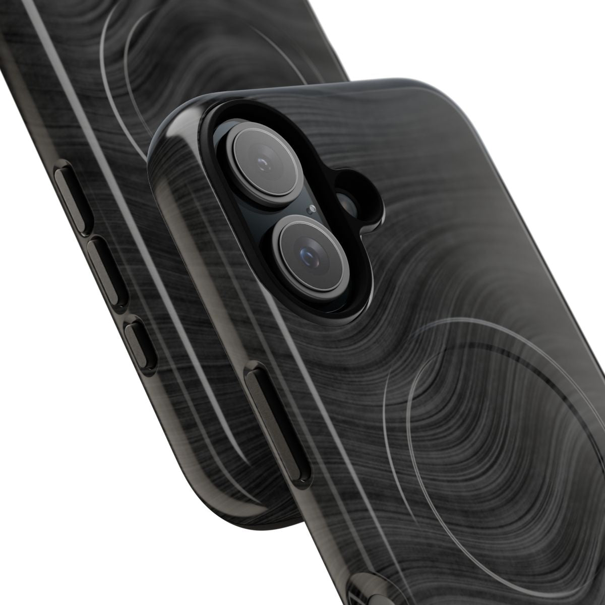 Beskar steel-inspired magnetic tough phone case with dark steel finish - Detail