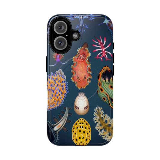 Magnetic tough phone case featuring a vibrant nudibranch design