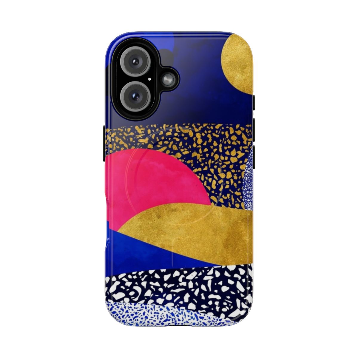 Terrazzo galaxy midnight blue yellow rose gold phone case with a unique and trendy design