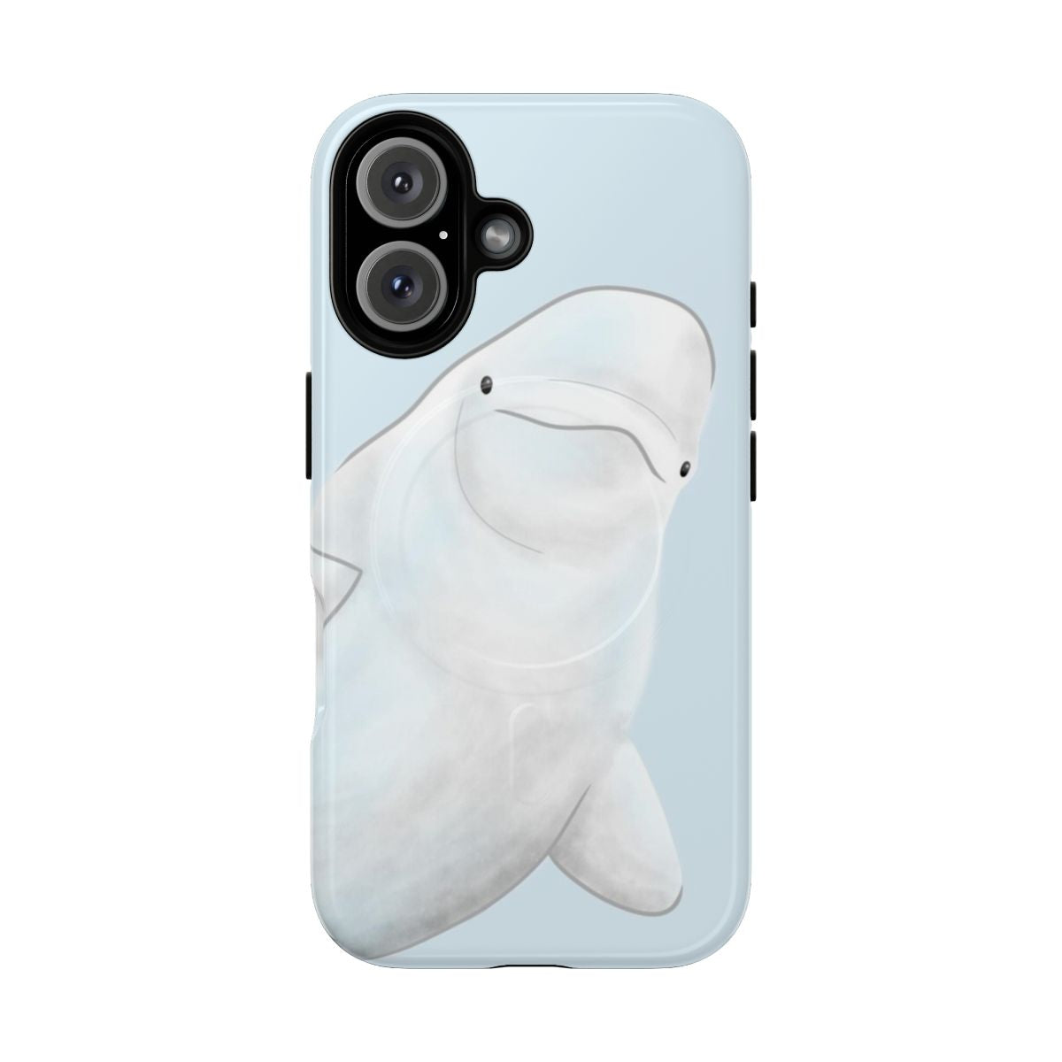 Small beluga whale design on a tough, protective phone case