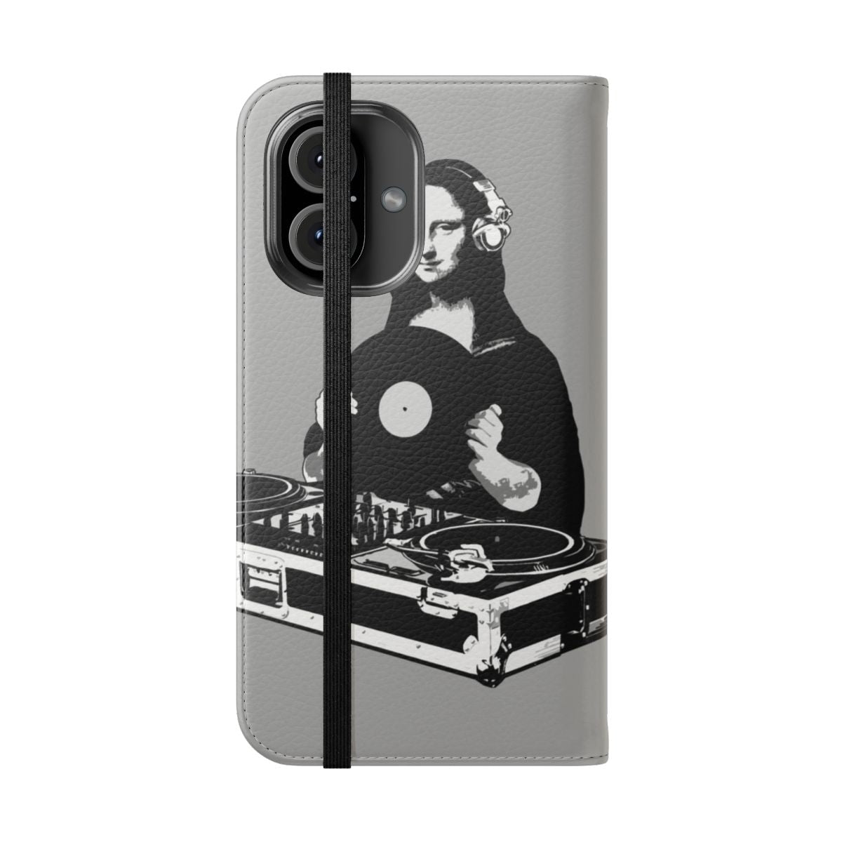 Mona Lisa-themed phone case with DJ-inspired design - Folded Front