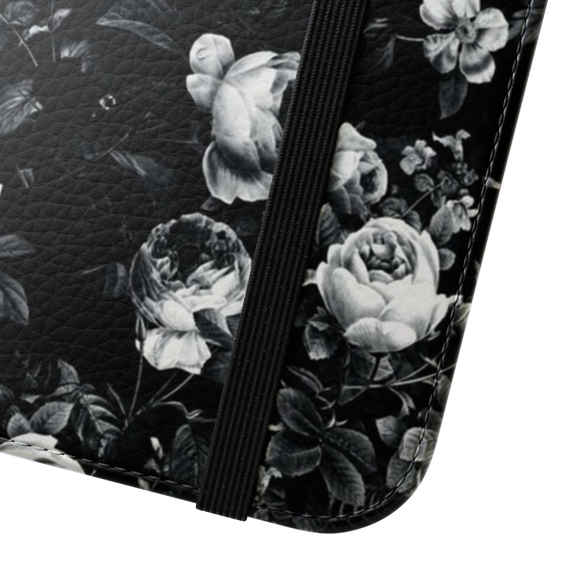 Stylish black and white rose pattern phone case - Close Up