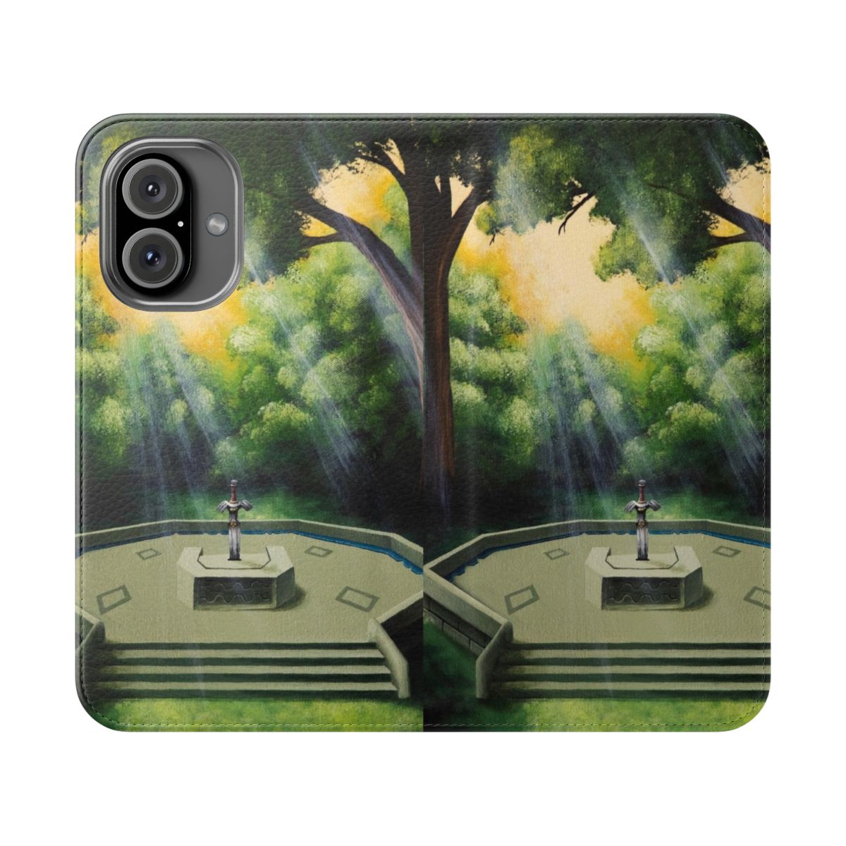 Acrylic flip cover phone case featuring a "Pedestal of Time" design