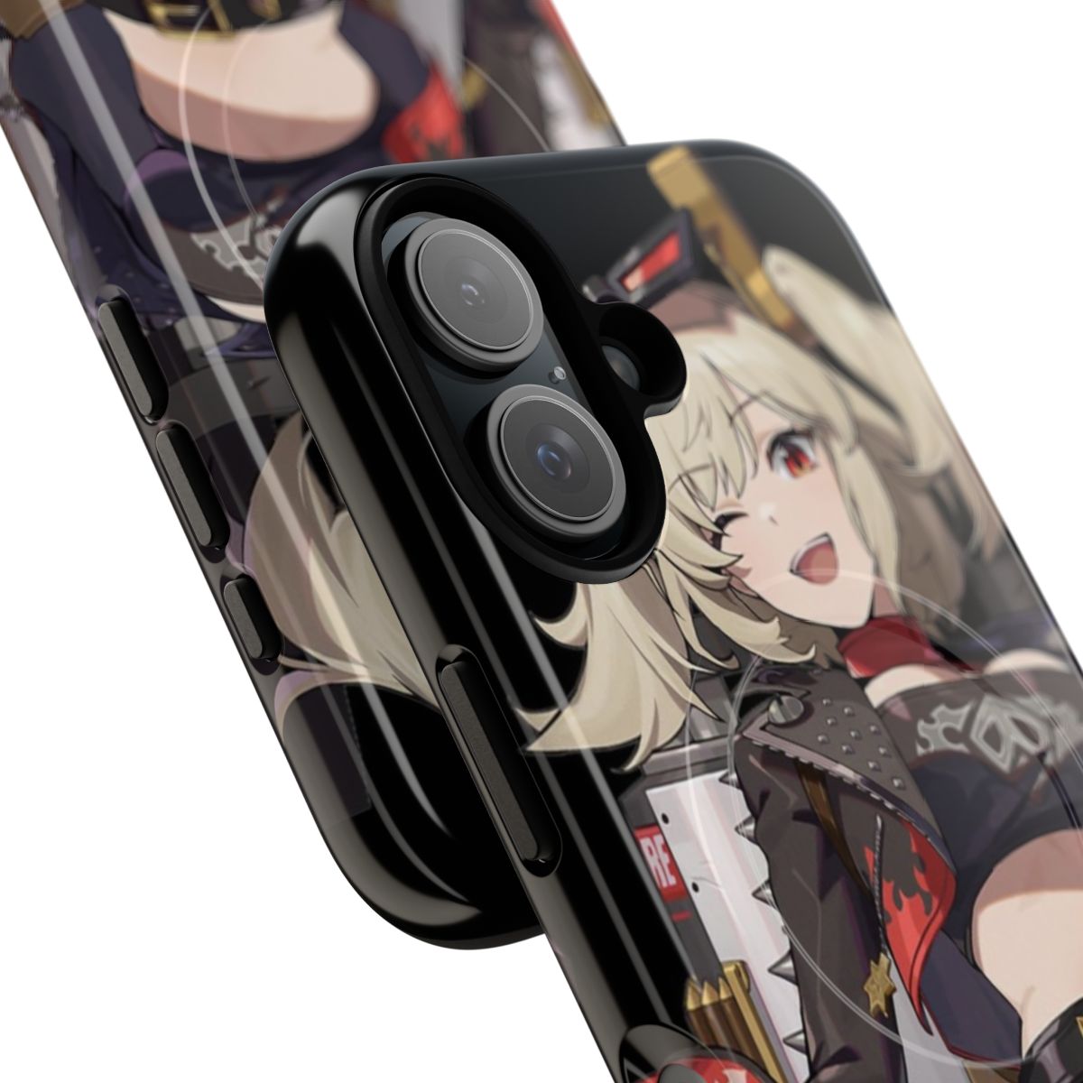 Magnetic tough phone case featuring a futuristic anime character design - Detail