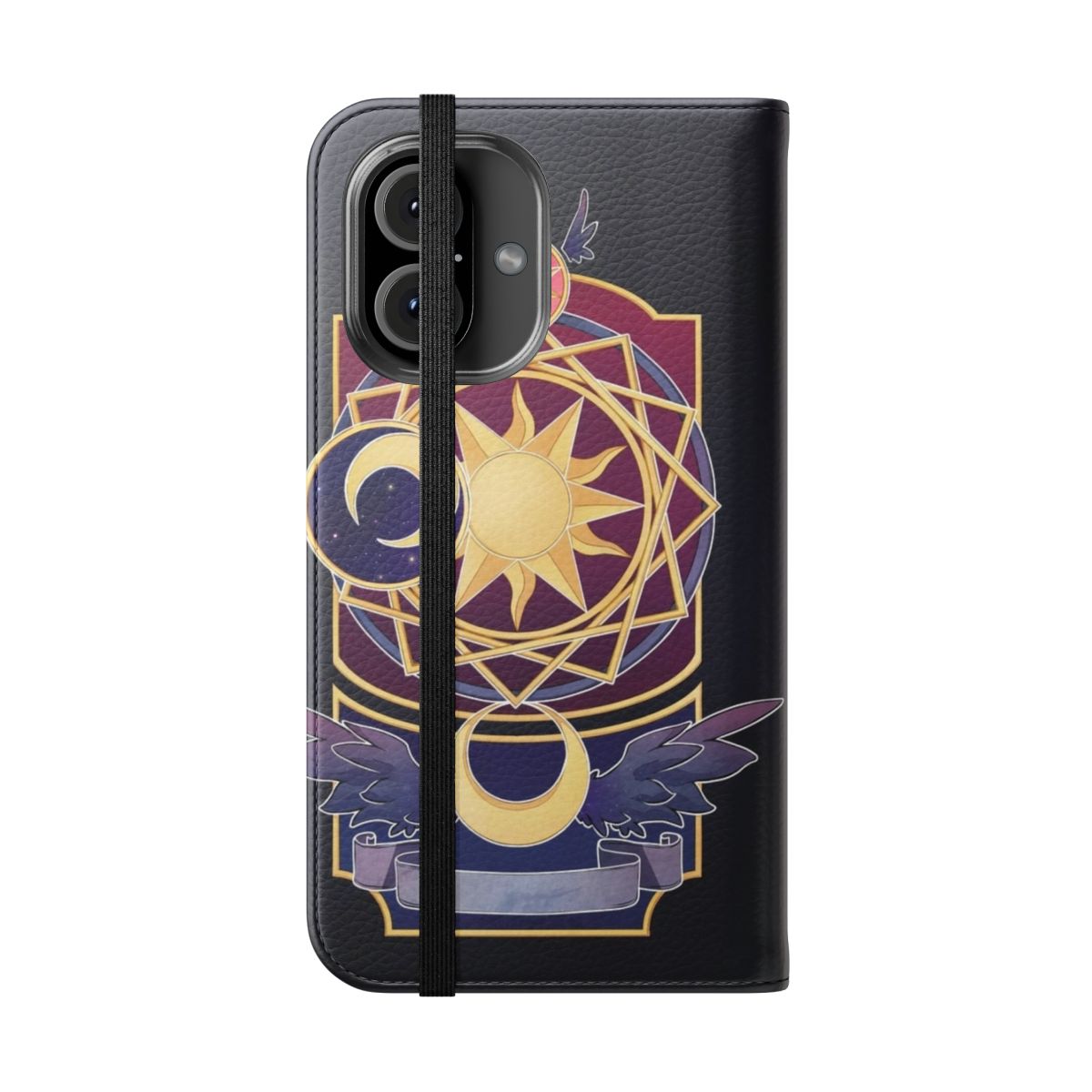 Flip cover phone case with Cardcaptor Sakura's magical spell circle design - Folded Front