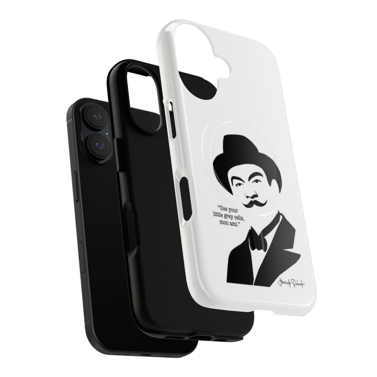 Hercule Poirot inspired magnetic tough phone case with a quote about using your "little grey cells" - Layers