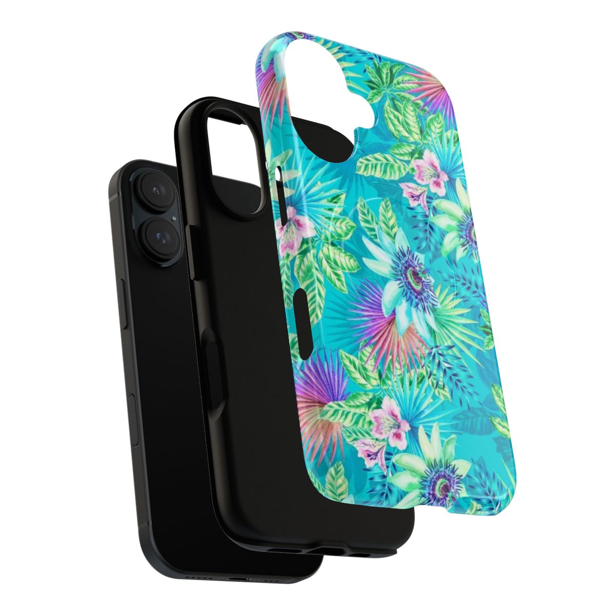 Passion fruit-themed magnetic tough phone case with vibrant floral designs - Layers