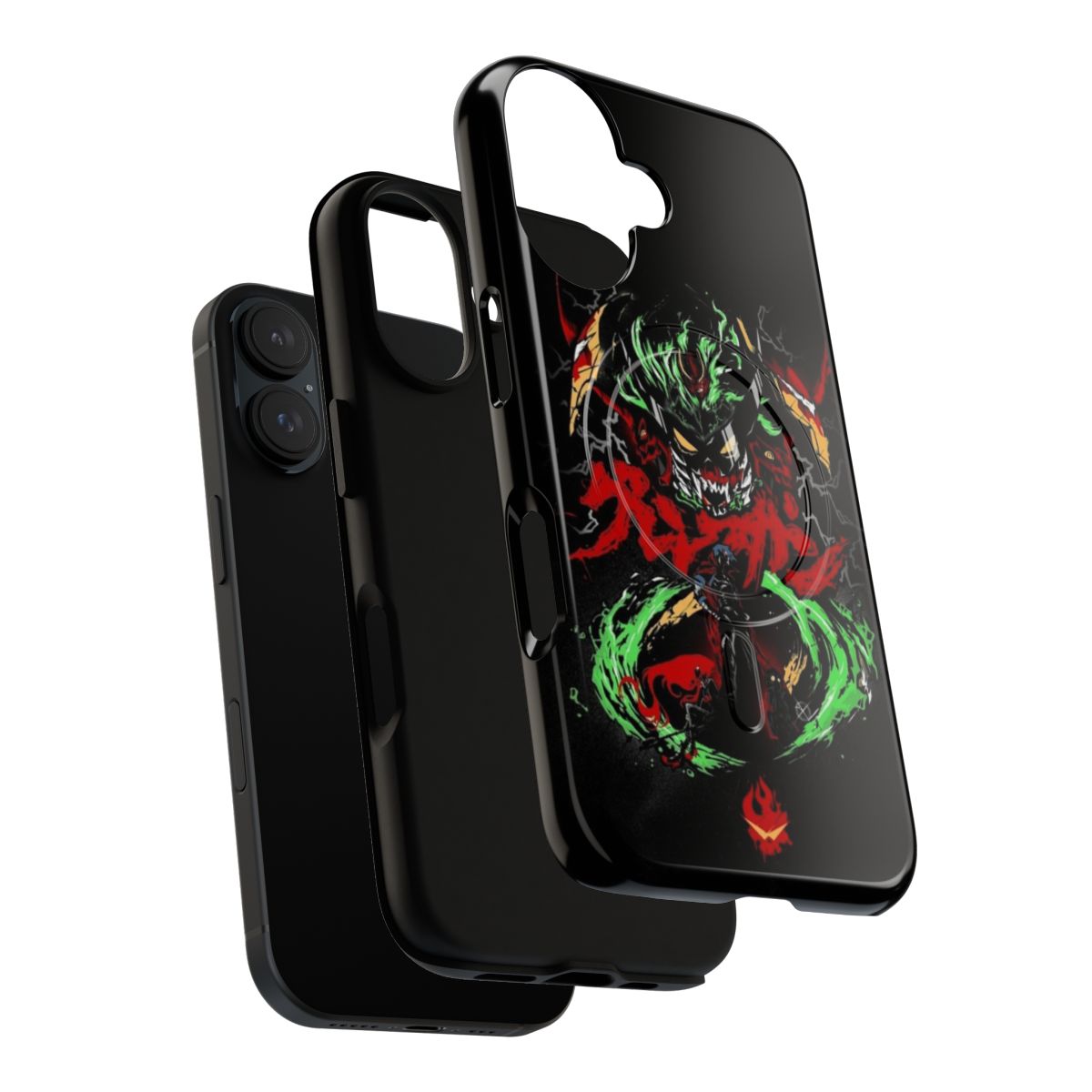 Magnetic tough phone case with Gurren Lagann inspired graffiti artwork featuring characters Kamina, Simon, and Yoko Littner. - Layers