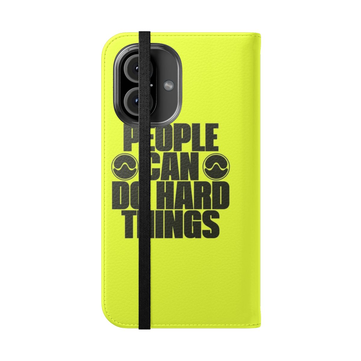 Lime green flip phone case with Chromatica-inspired design - Folded Front