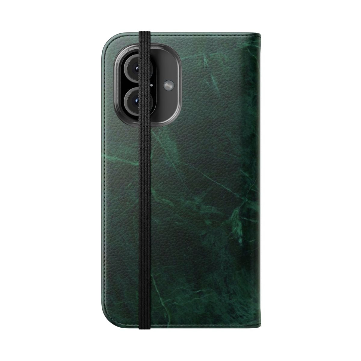 Green marble pattern flip cover phone case - Folded Front