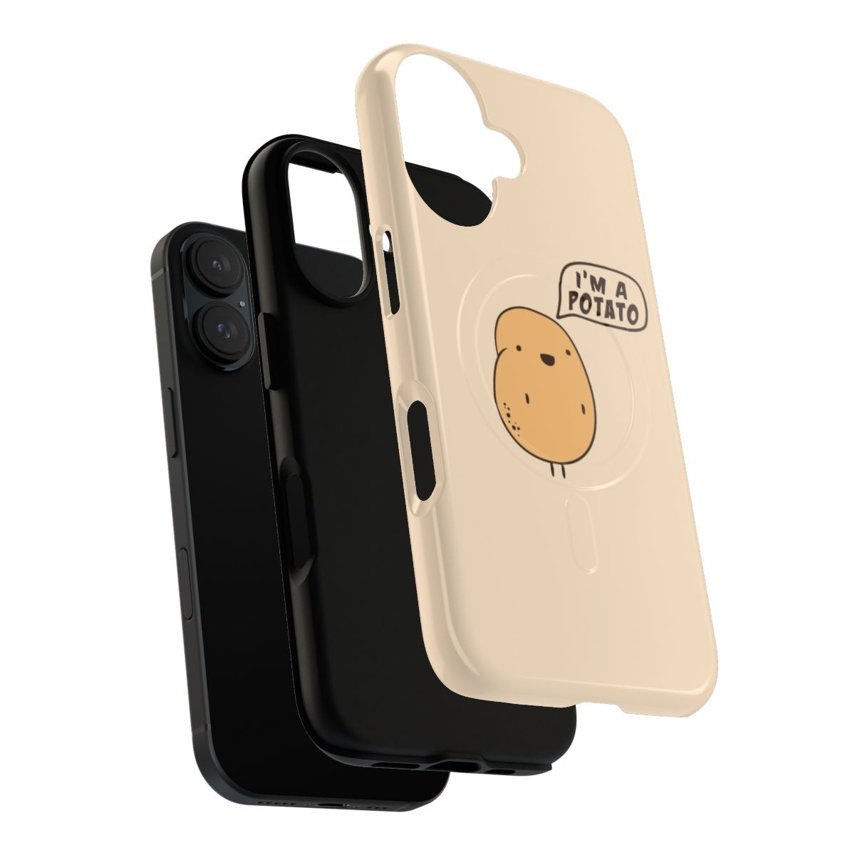 A magnetic tough phone case with a potato-themed meme design. - Layers