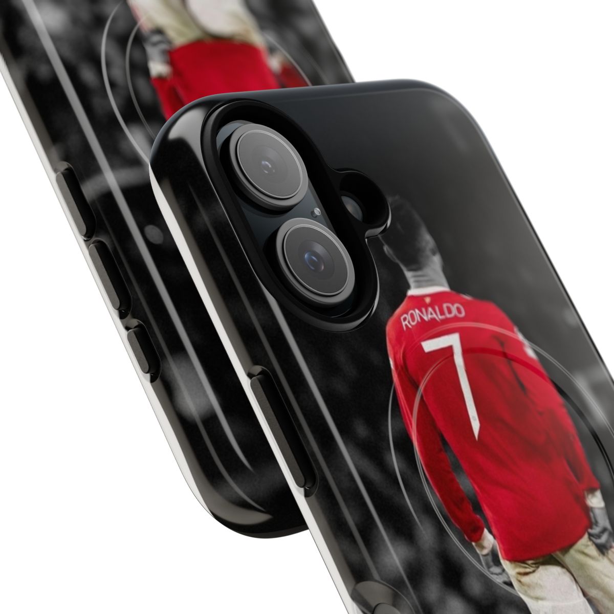 Stylish phone case featuring Cristiano Ronaldo in a Manchester United uniform - Detail