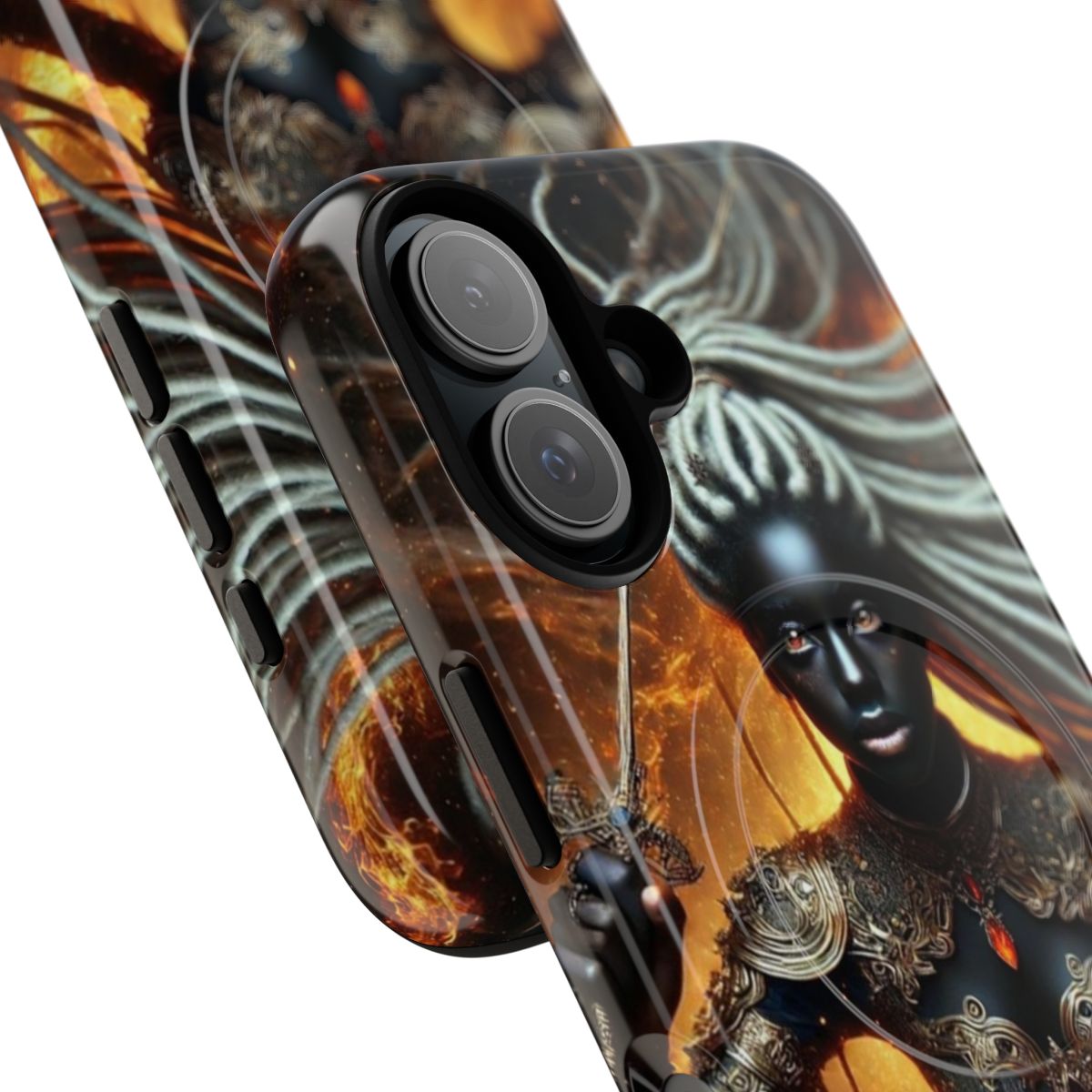 Black Goddess of War Magnetic Tough Phone Case - Detail