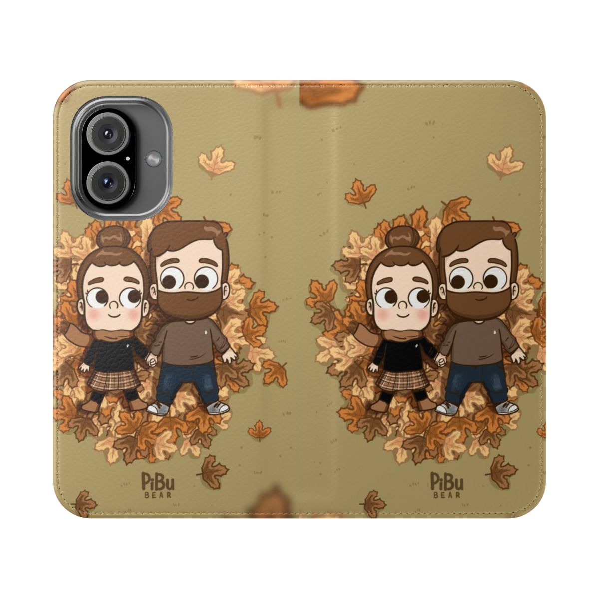 Autumn-themed flip cover phone case in a cozy, seasonal design