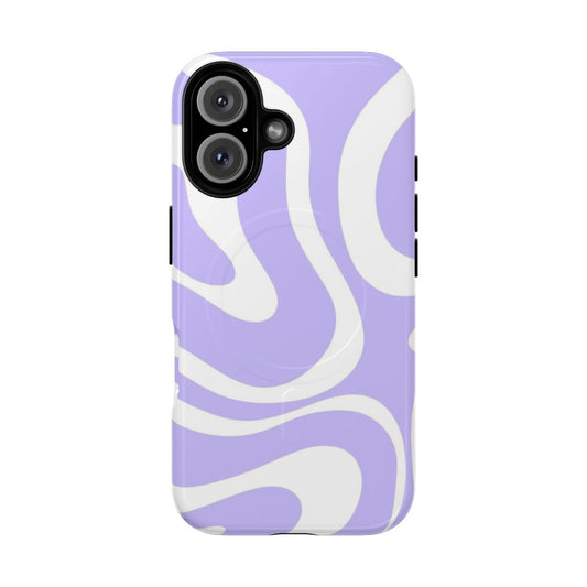 Retro abstract swirl pattern on a light purple and white phone case