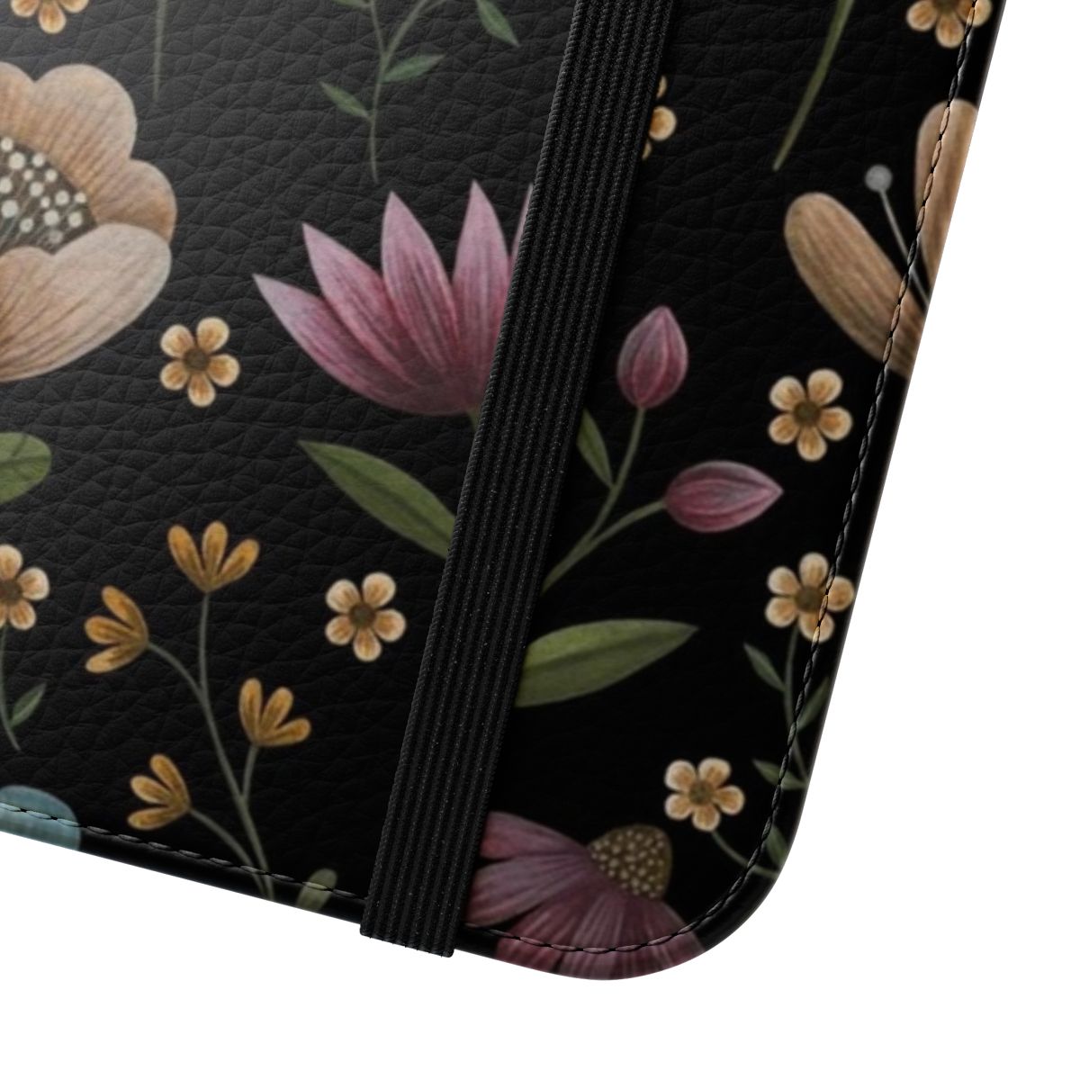 Enchanting floral phone case with a secret garden-inspired botanical design - Close Up