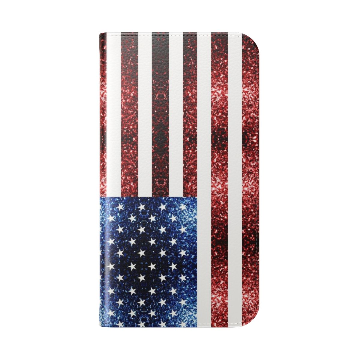 Glitter USA flag phone case with red, white, and blue colors - Folded Back