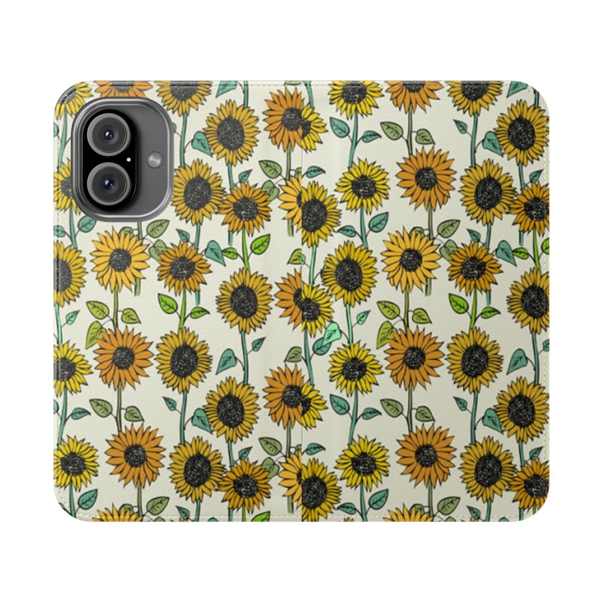 Vibrant sunflower phone case with a painted floral design