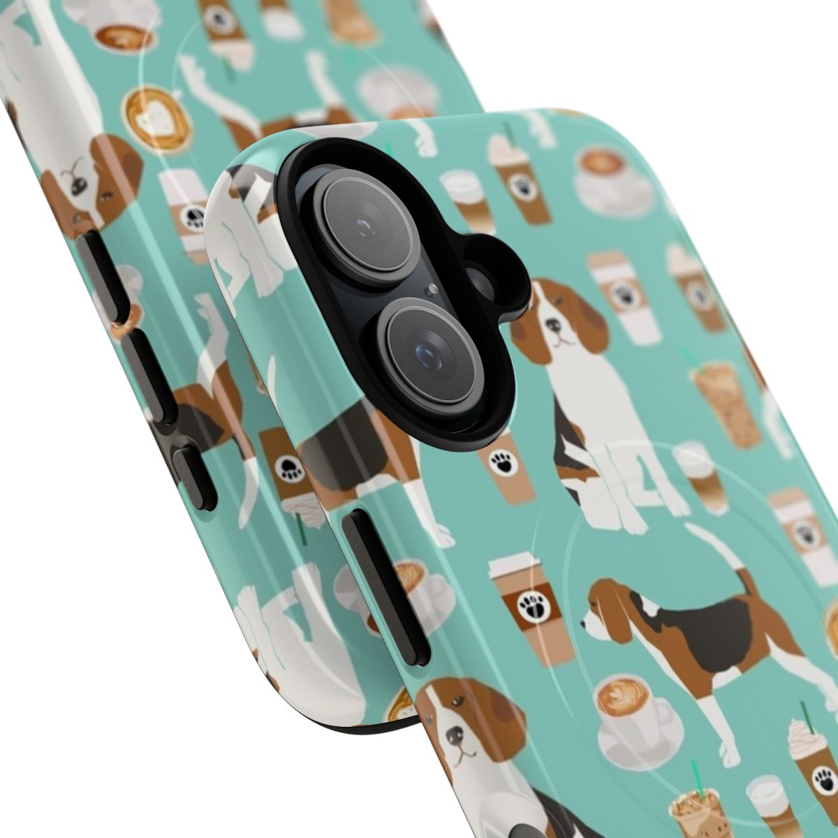 Beagle dog pattern coffee portrait design on a magnetic and tough phone case - Detail