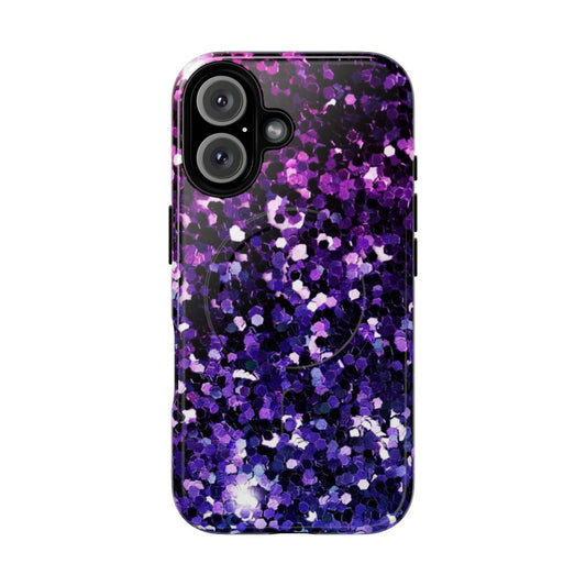 Purple ombre phone case with sparkling stardust glitter design