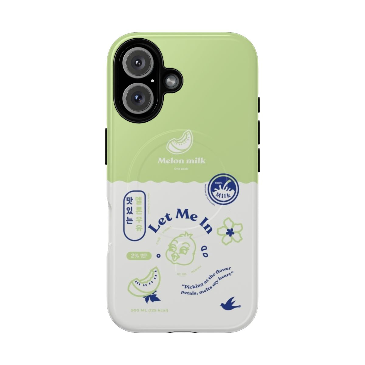 Melon milk carton inspired magnetic tough phone case with LOONA member Jo Haseul fanart