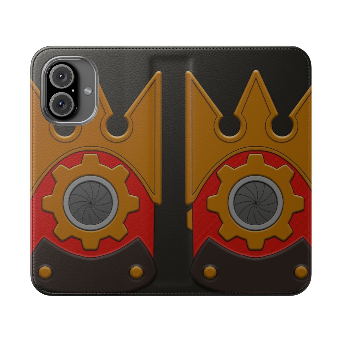 Kingdom Hearts 3 inspired flip phone case with camera lens design featuring Sora's character