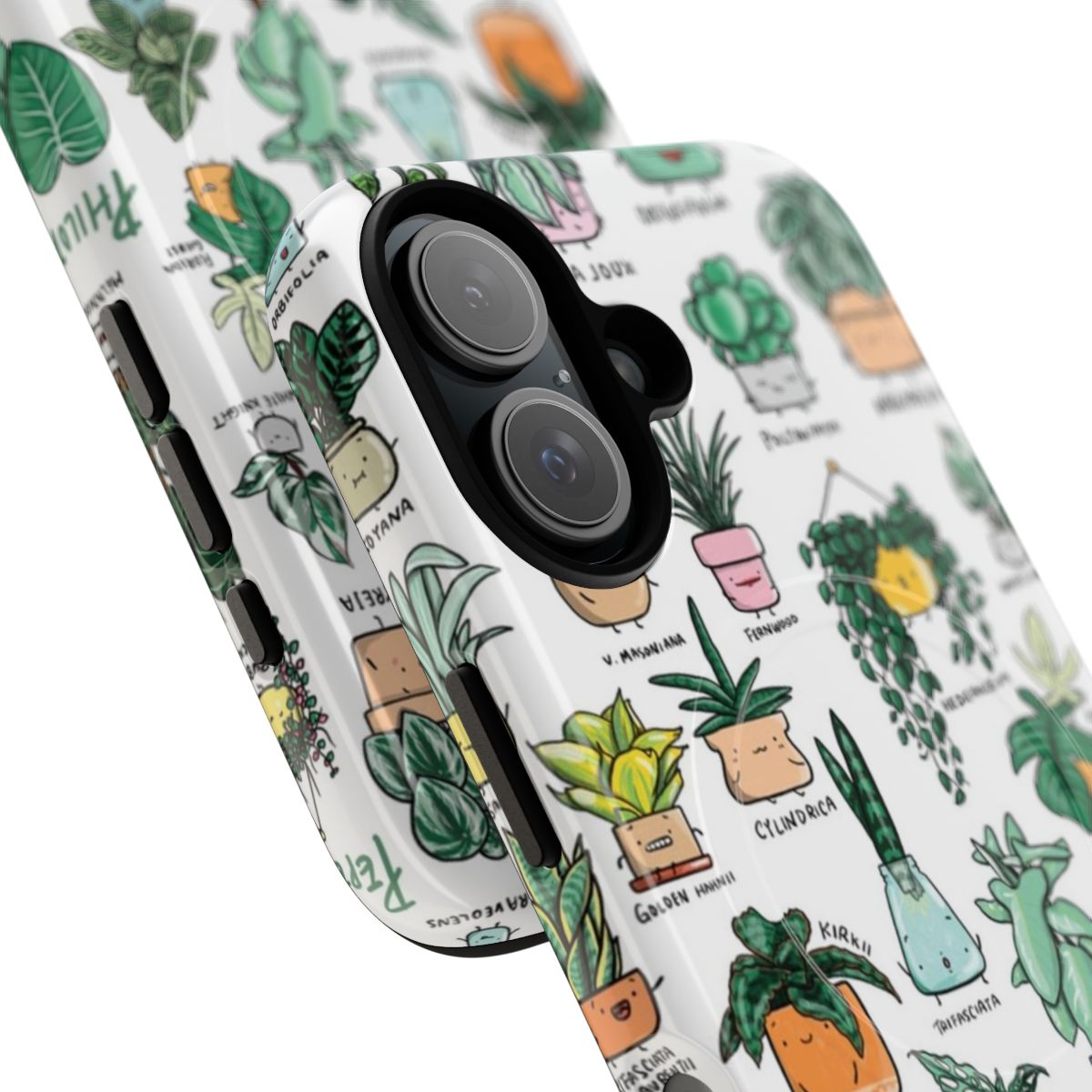 Magnetic phone case with a botanical, plant family inspired design - Detail