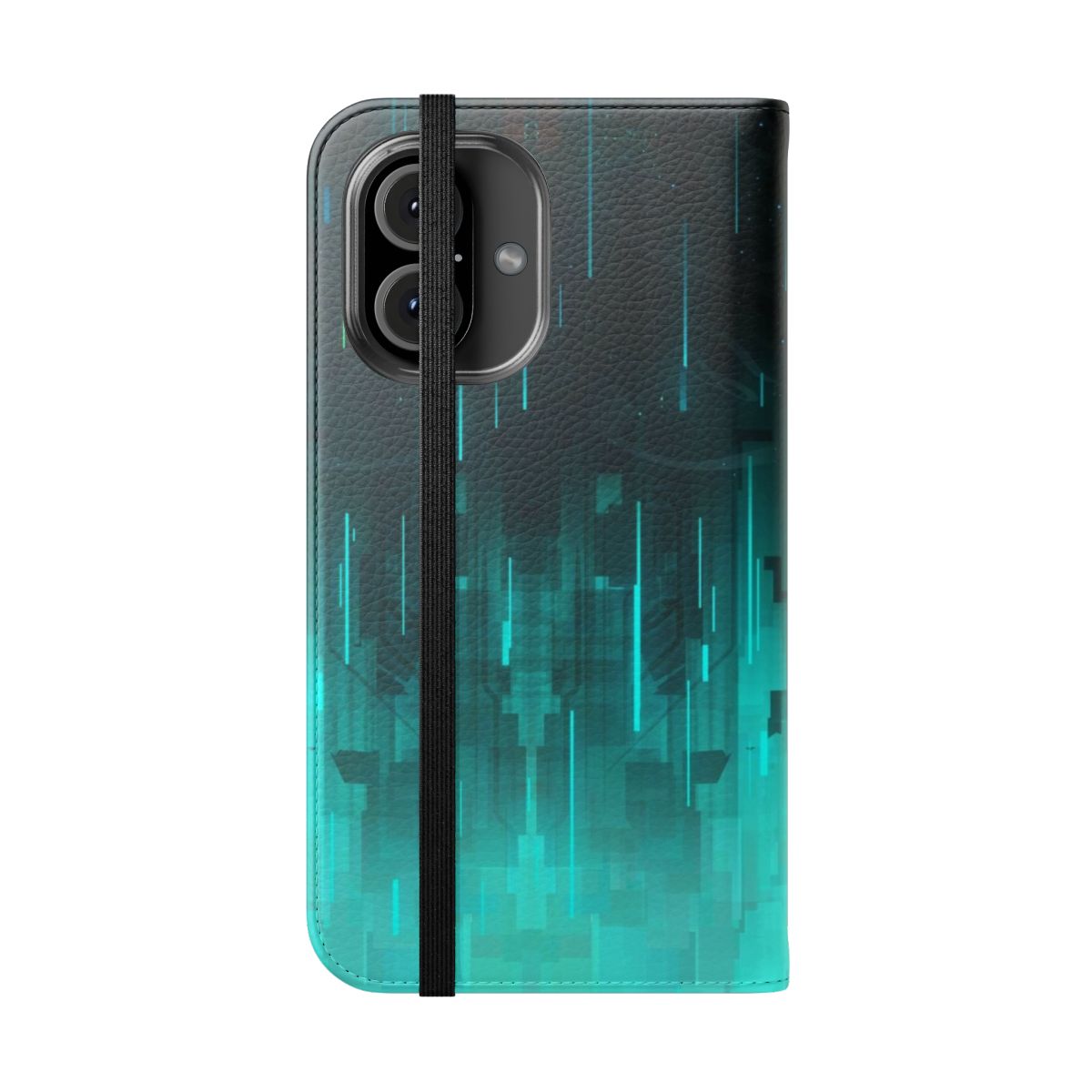 Cyberpunk geometric blue galaxy phone case - Folded Front