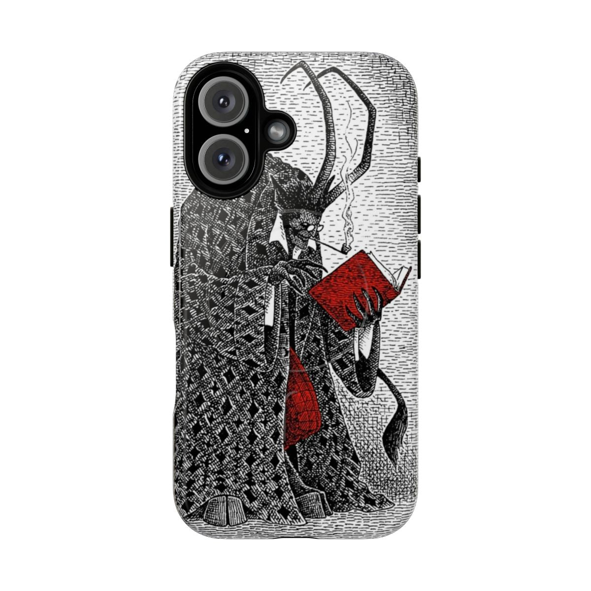 Krampus-themed magnetic tough phone case with a vintage, Victorian-inspired design