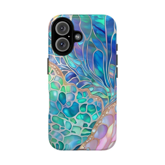 Iridescent opal abalone galaxy with witchy fantasy design on a magnetic tough phone case