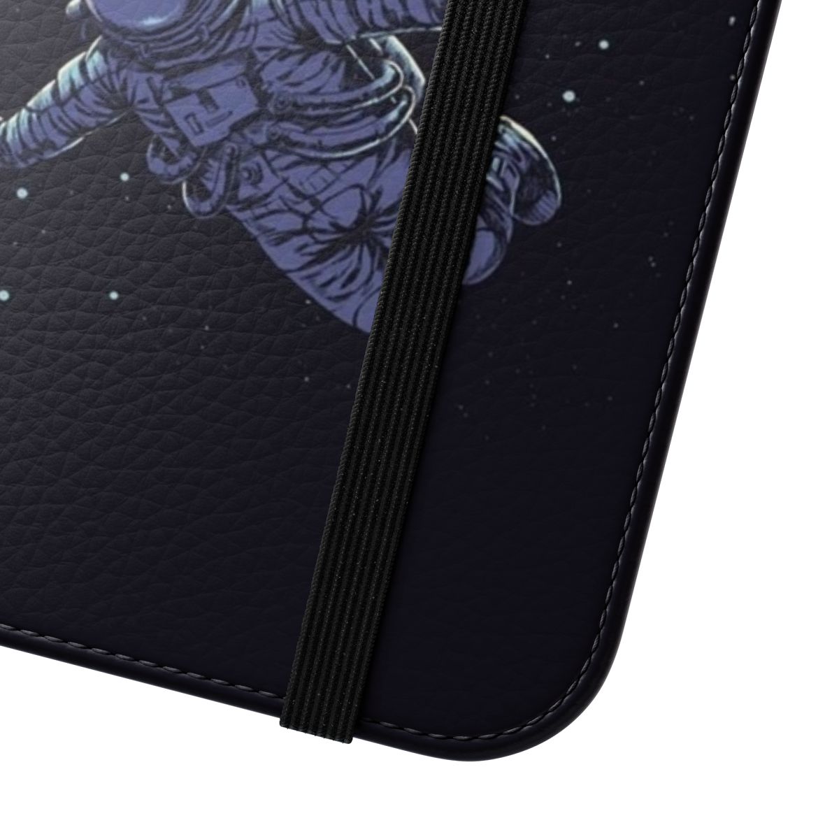 Phone case with a surreal, abstract design featuring space elements like planets, stars, and cosmic imagery. - Close Up