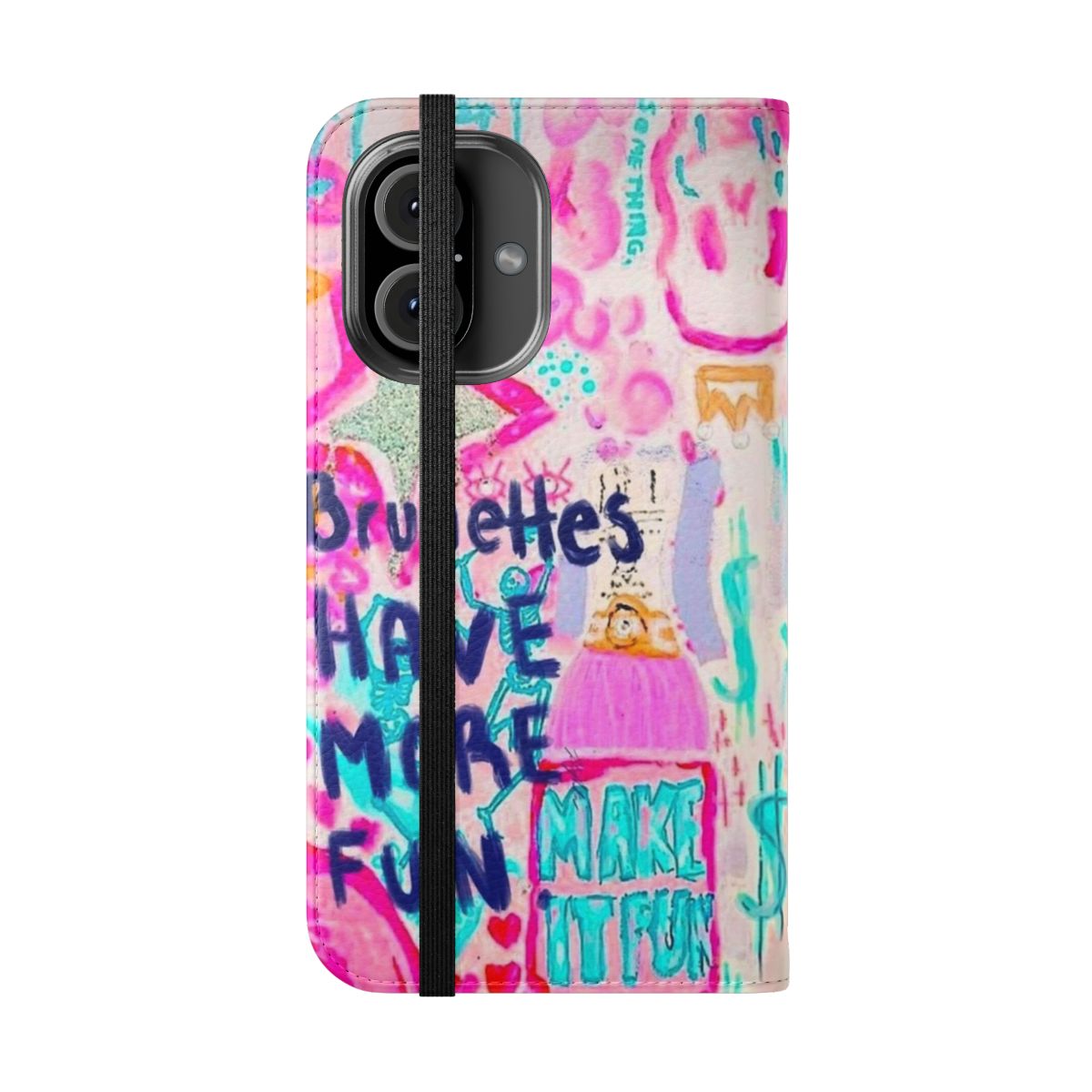 Preppy and fun flip cover phone case for brunettes - Folded Front