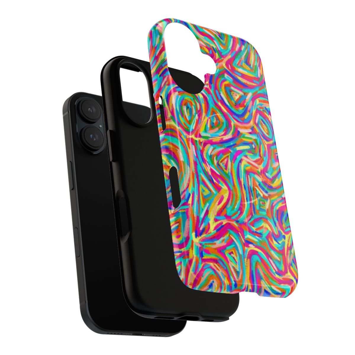 Colorful rainbow chalk-inspired magnetic tough phone case - Layers