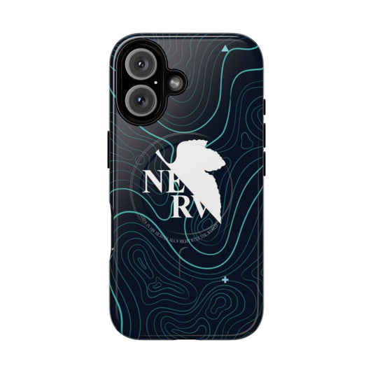 Anime-inspired magnetic tough phone case featuring Neon Genesis Evangelion characters and patterns