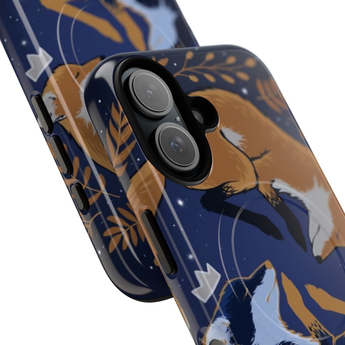 Magnetic phone case with a night forest and foxes design - Detail