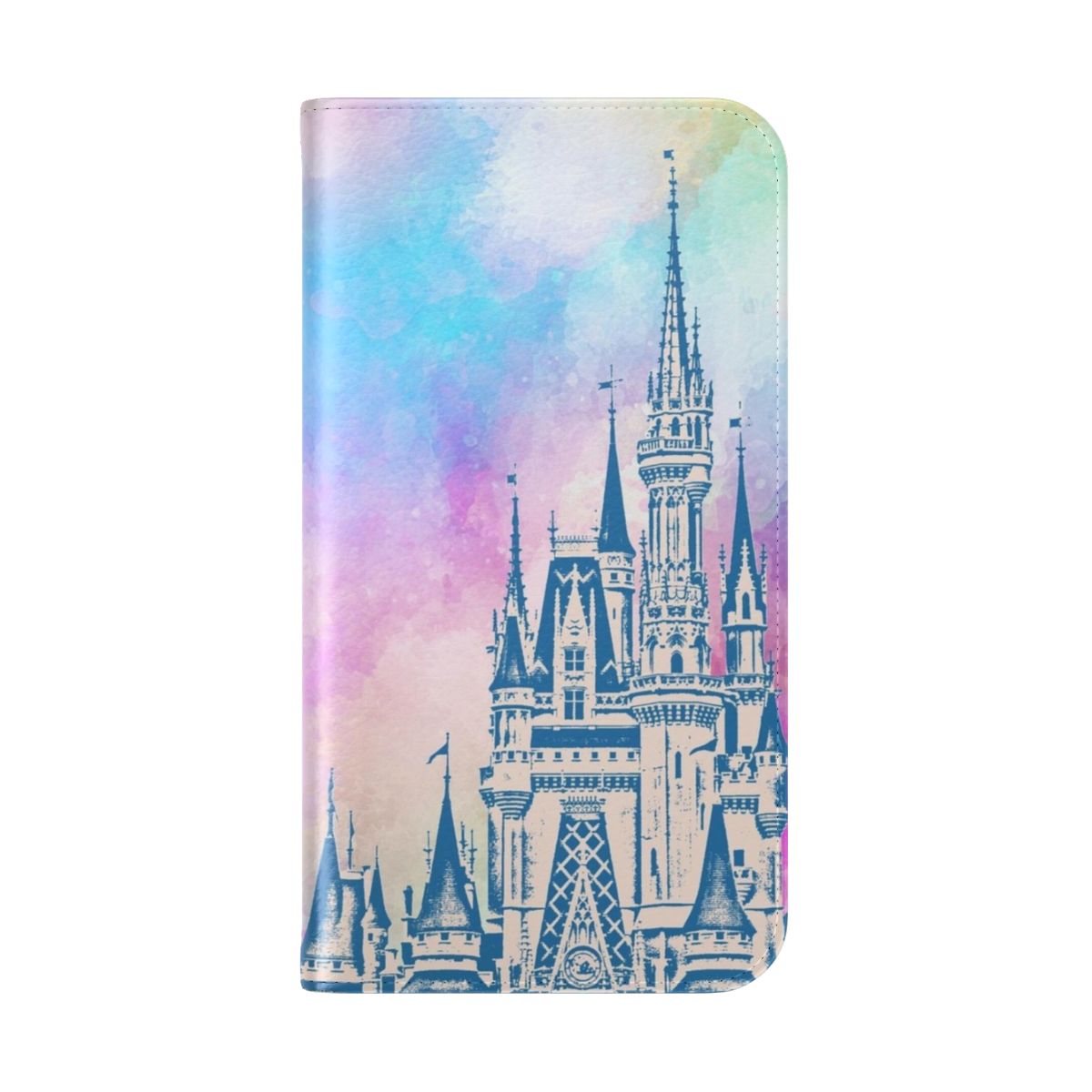 Watercolor painting of a magical castle on a flip phone case - Folded Back