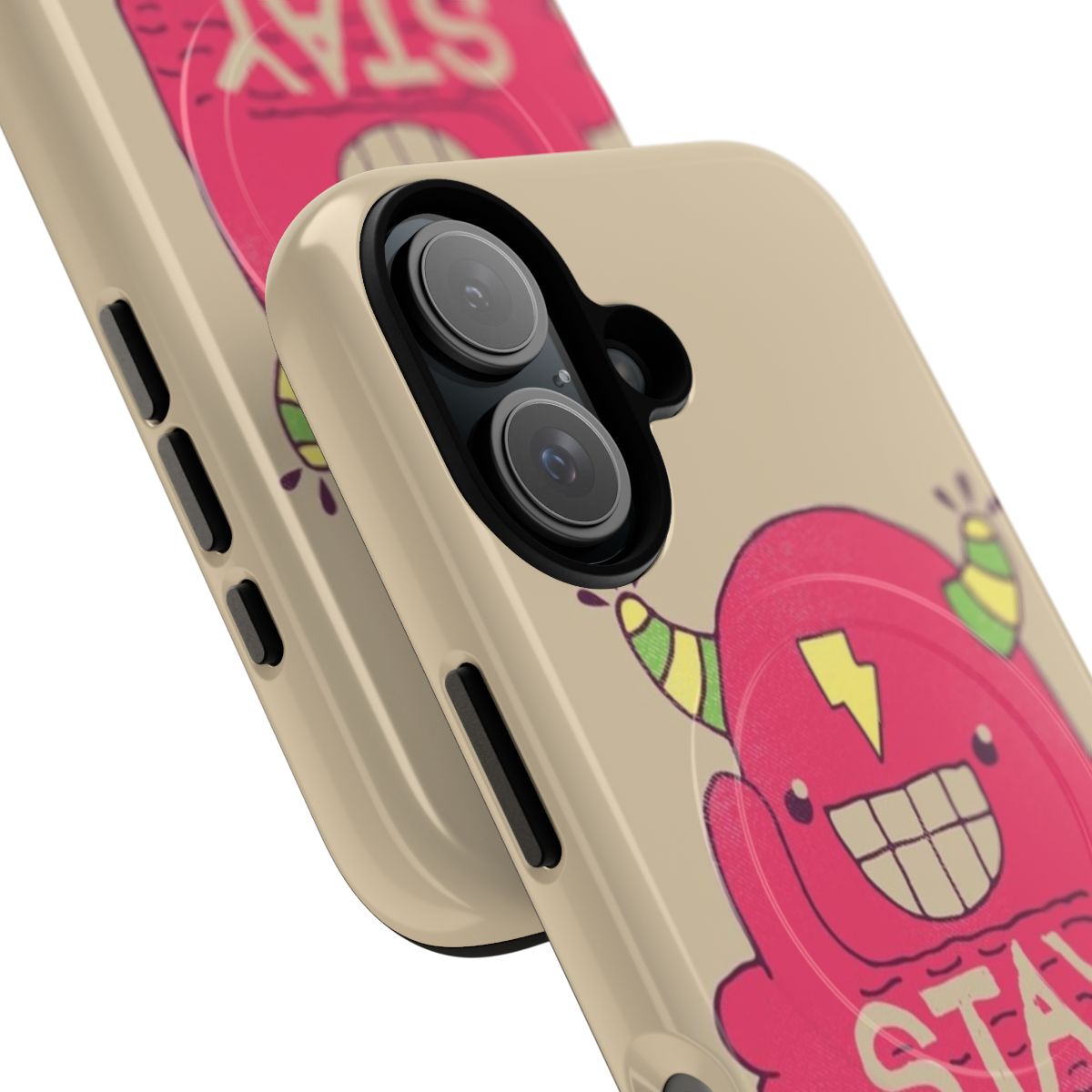 Magnetic tough phone case with a funky, weird, and retro-inspired design - Detail